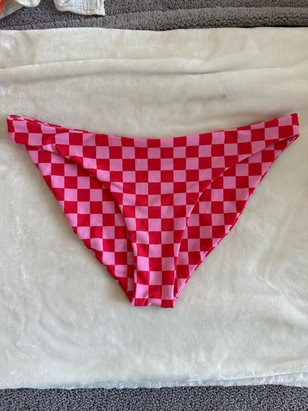 Skatie Pink and Red Checkerboard Bikini Bottoms